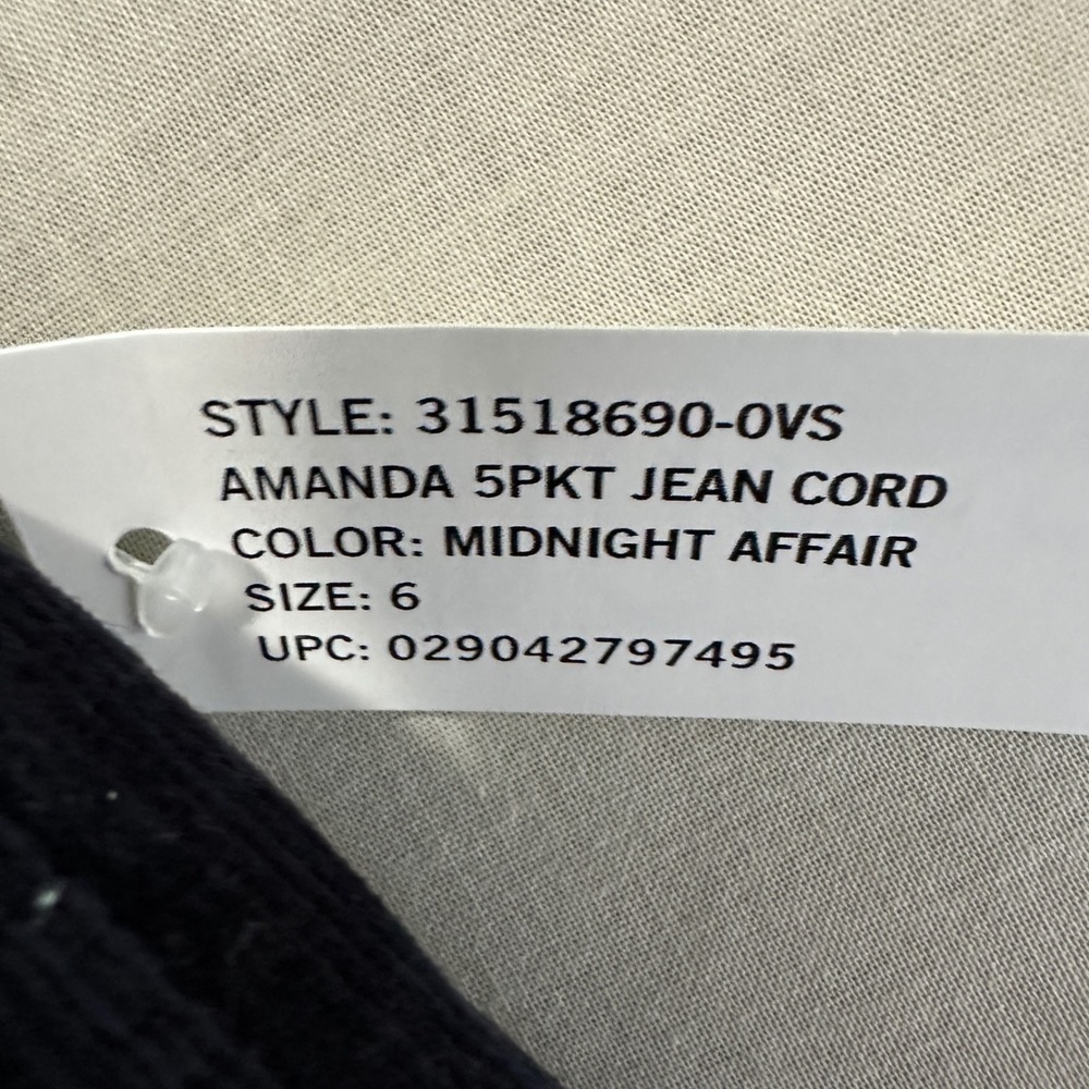 Gloria Vanderbilt Women's 6 Amanda Corduroy Pants Midnight Affair Stretch NEW - Picture 6 of 11